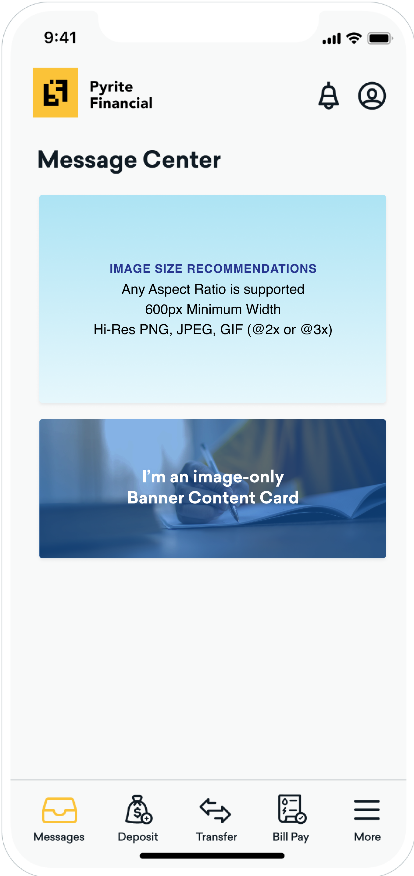 Image of an image-only Content Card with recommended details and an image-only example