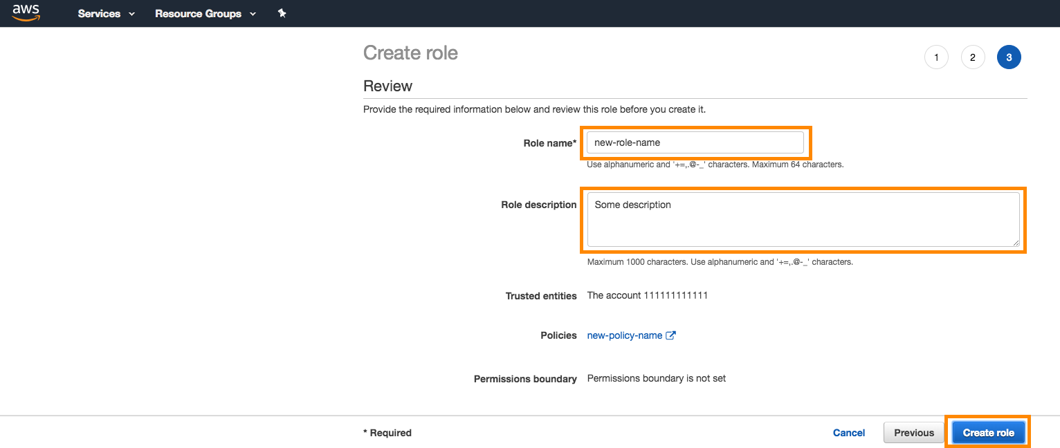 An example role named "new-role-name".