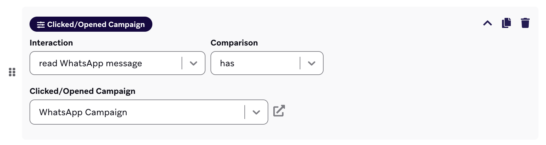 Filter for having read a WhatsApp message.