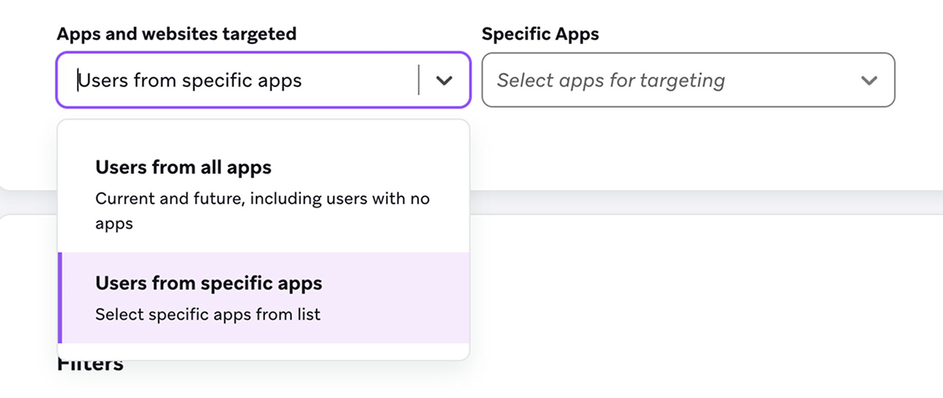 Segment that is targeting users from specific apps.