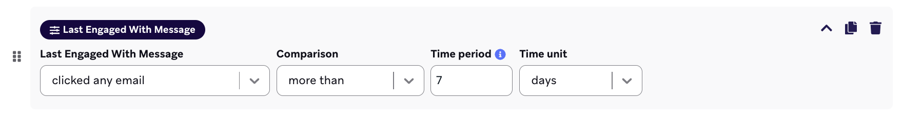 Segment Details page with the filter "Last Engaged with Message" selected.