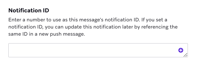 Notification ID field.