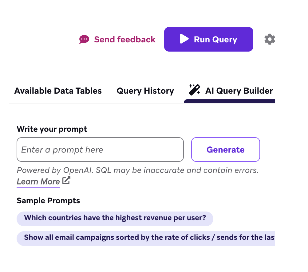 The SQL AI query builder.