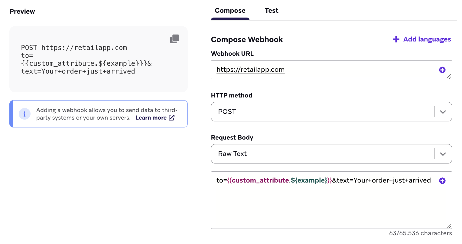 Request body with URL-encoded string.