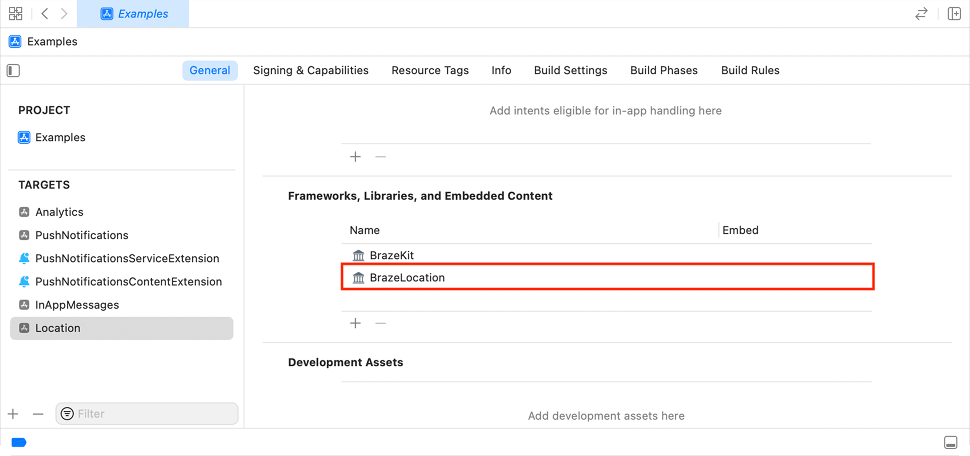Add the BrazeLocation module in your Xcode project